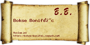 Bokse Bonifác névjegykártya